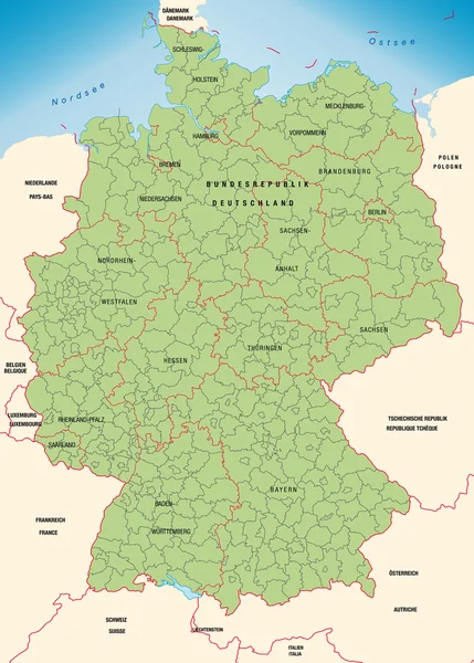 Kreiskarte · 冯 · 德国 — 图库矢量图片
