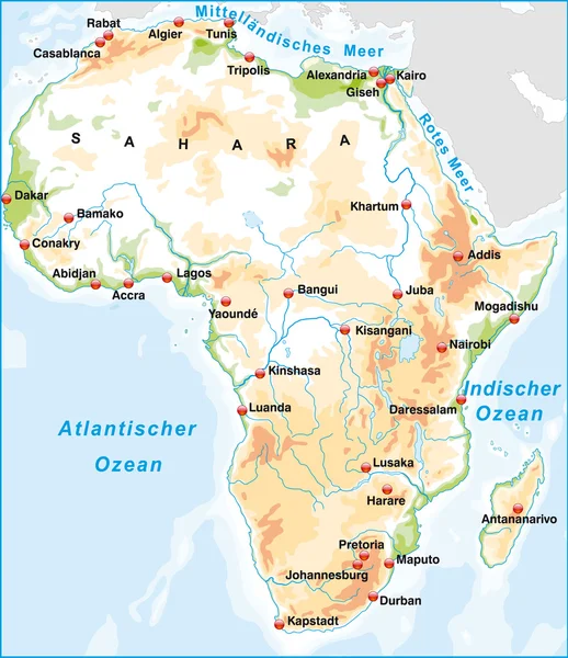 Afrika mit StmbH dten — Vettoriale Stock