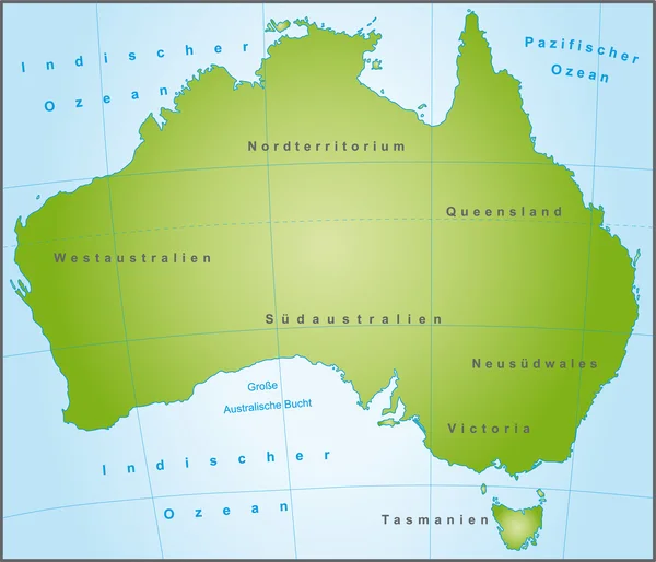 Australien in grün — ストックベクタ