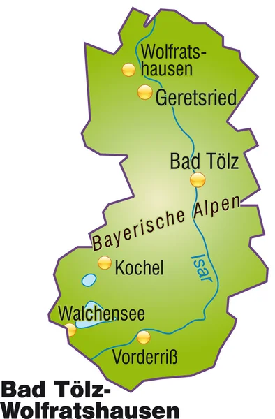 Bad Tölz-Wolfratshausen Inselkarte Übersicht — Stockový vektor