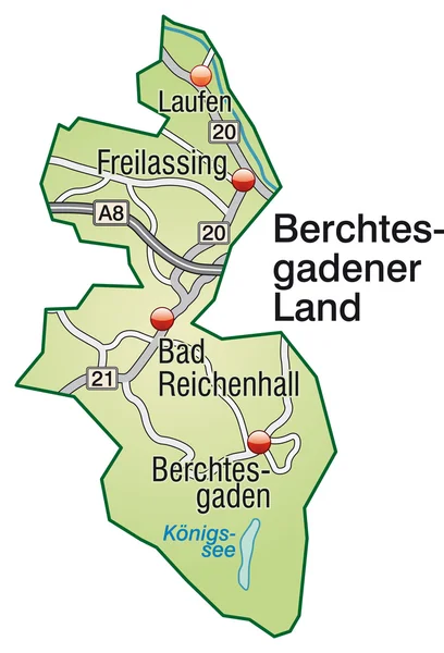 Berchtesgadener Land Inselkarte grün — Stockový vektor