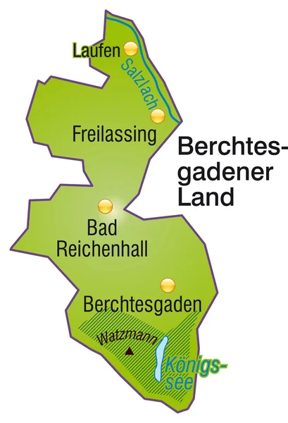 Berchtesgadener Land Inselkarte Ligubersicht — Vettoriale Stock