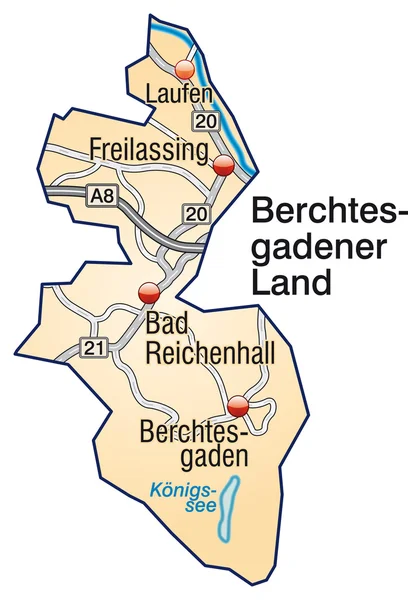 Berchtesgadener Land Inselkarte orange - Stok Vektor