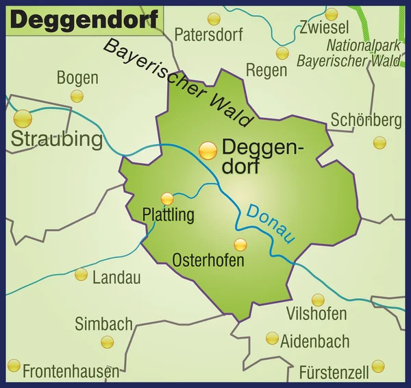 Deggendorf Umgebungskarte Übersicht — Wektor stockowy