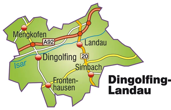 Dingolfing-Landau Inselkarte bunt — Stockvektor