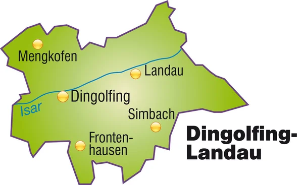 Dingolfing-Landau Inselkarte Übersicht — Stock Vector
