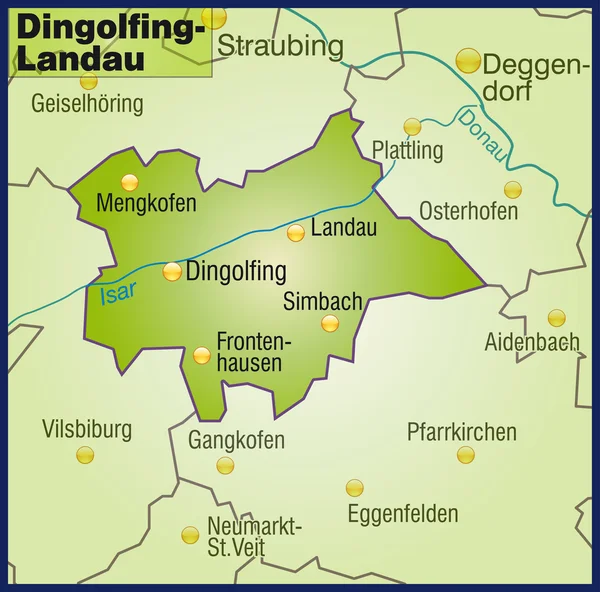 Dingolfing-Landau Umgebungskarte Übersicht — Stockvector