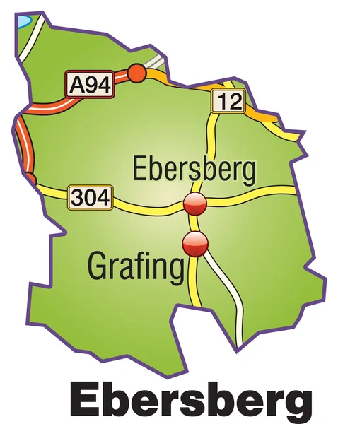 Ebersberg Inselkarte bunt — Stockvektor