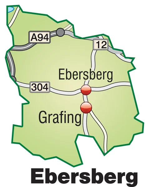 Ebersberg Inselkarte grün — Stock Vector