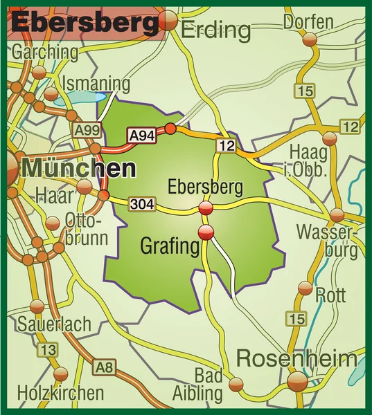 Ebersberg umsatzkarte bunt — Stockvektor