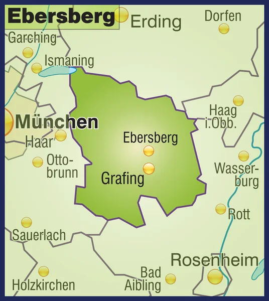 Ebersberg Umgebungskarte Übersicht — Stock vektor