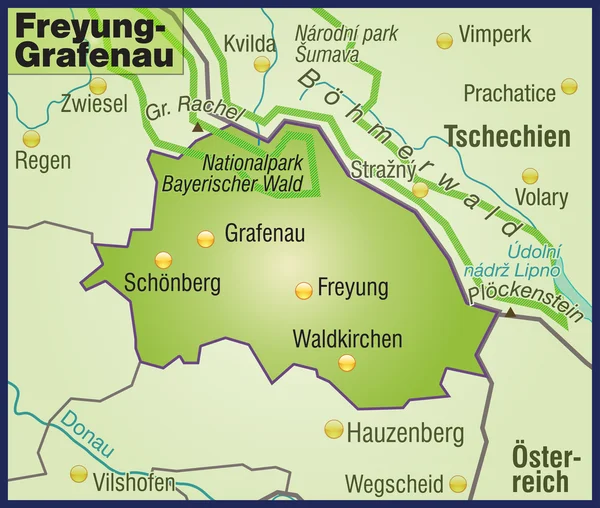 Freyung-Grafenau Umgebungskarte Vipbersicht — Vector de stock