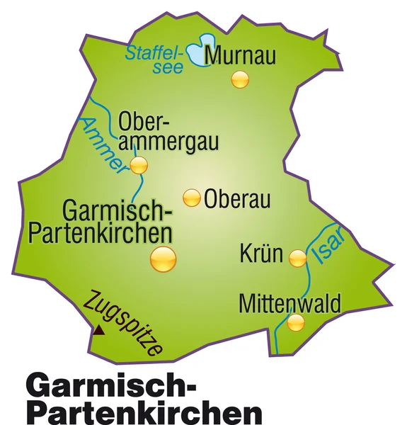 Garmisch-Partenkirchen Inselkarte Übersicht — Stockvector