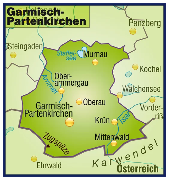 Garmisch-Partenkirchen Umgebungskarte Übersicht — Stock Vector