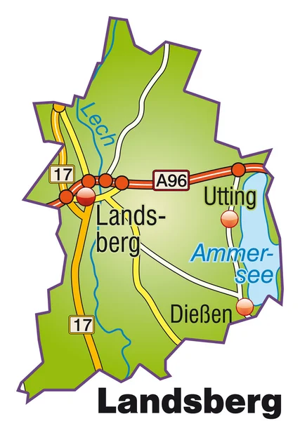 Landsberg Inselkarte bunt — Stockový vektor