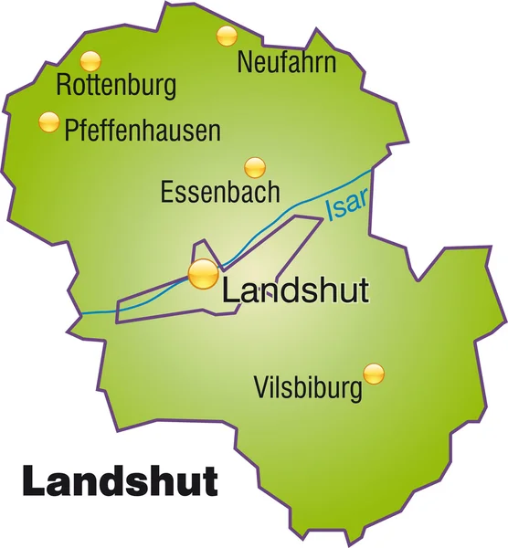 Landshut inselkarte — Stockvektor