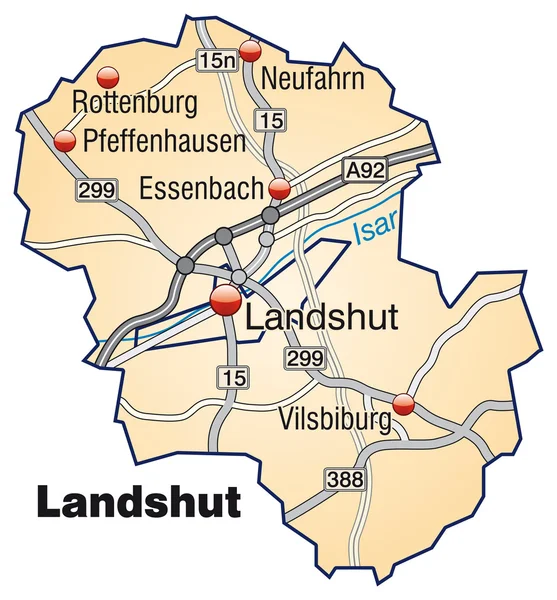 Landshut inselkarte turuncu — Stok Vektör
