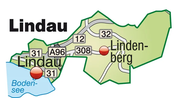 Lindau Inselkarte grün — Stockvector