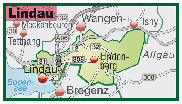 Lindau Umgebungskarte grün — Stockvector