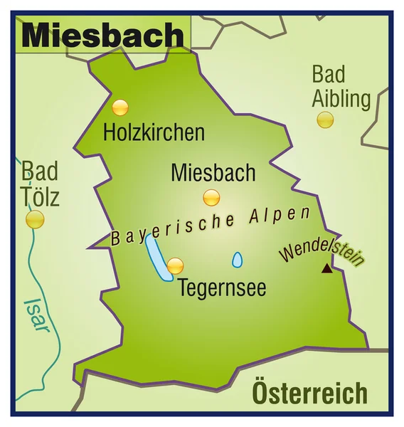 Miesbach Umgebungskarte estocástico bersicht — Archivo Imágenes Vectoriales