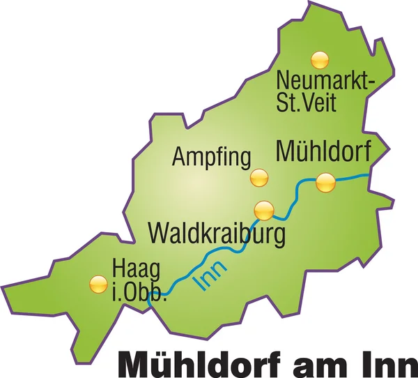 Mühldorf am Inn Inselkarte Übersicht — Stock Vector