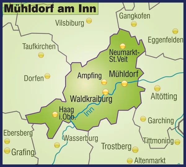 Mühldorf am Inn Umgebungskarte Übersicht — Stockvektor