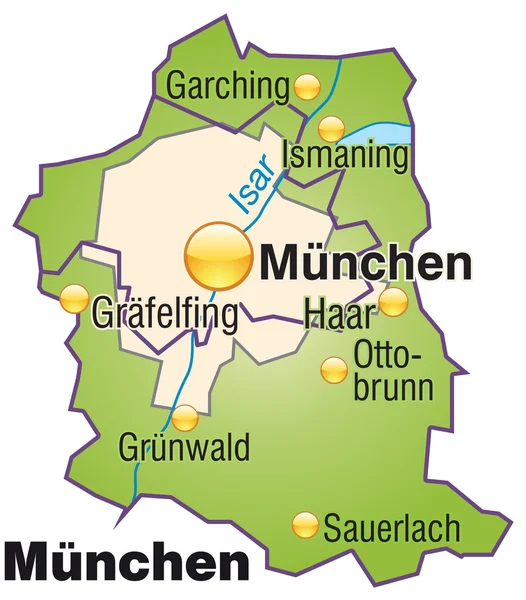 München Inselkarte Übersicht — Stock vektor