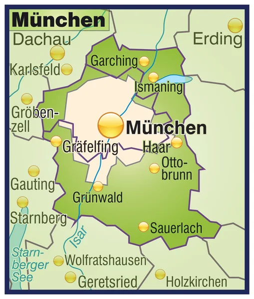 München Umgebungskarte Übersicht — Stockový vektor