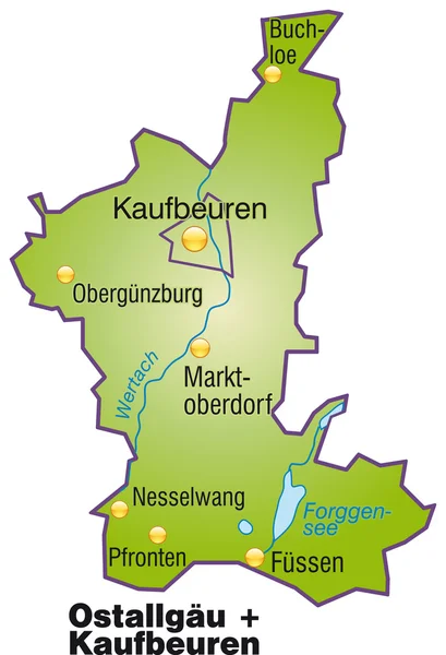 Ostallgäu+Kaufbeuren Inselkarte Übersicht — Stockvector