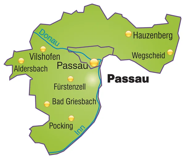 Passau Inselkarte chaleira — Vetor de Stock