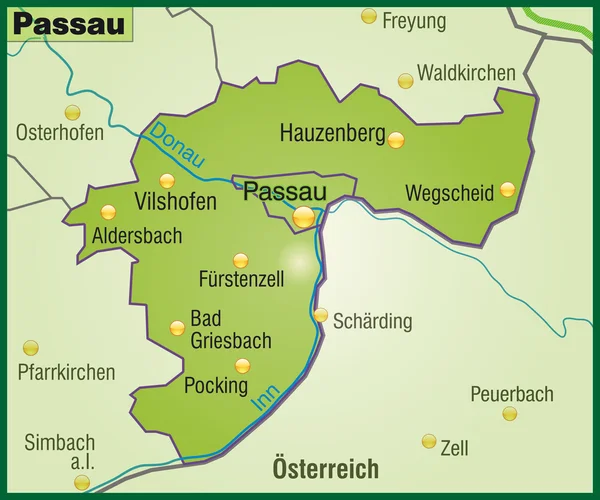 Passau Umgebungskarte Übersicht — Stockvector