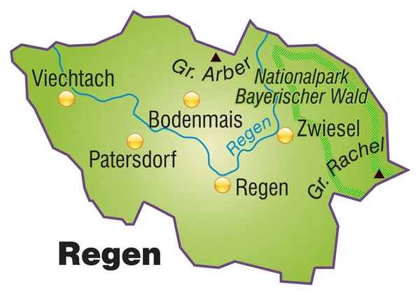 Regen Inselkarte Xobersicht — Image vectorielle