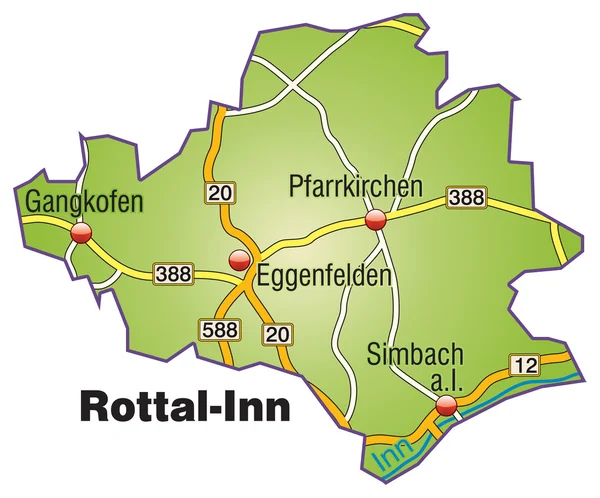 Rottal-inn inselkarte stootslag — Stockvector