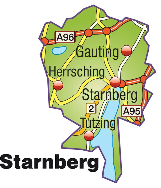 Starnberg inselkarte stootslag — Stockvector