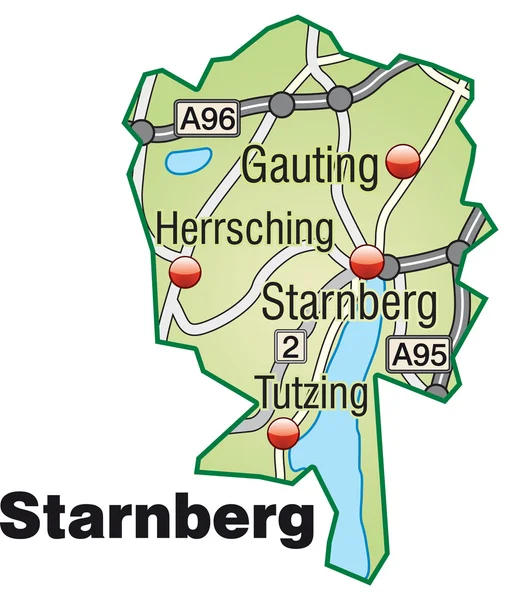 Starnberg Inselkarte grün — Stock Vector