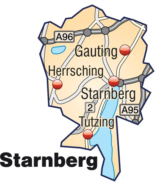 Starnberg Inselkarte naranja — Vector de stock