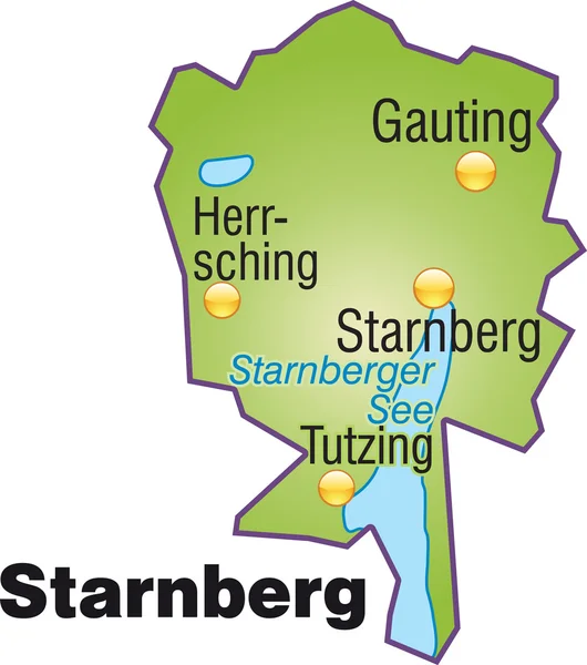 Starnberg Inselkarte Übersicht — Stockvector