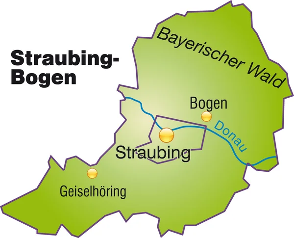 Straubing-Bogen Inselkarte Übersicht — Stockový vektor