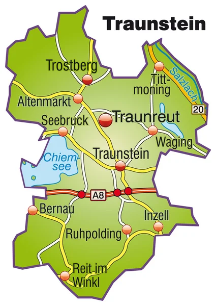 Bunt Traunstein Inselkarte — Wektor stockowy