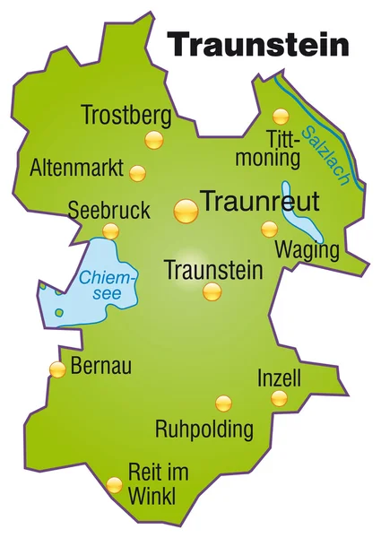 Traunstein Inselkarte Übersicht — Stockový vektor