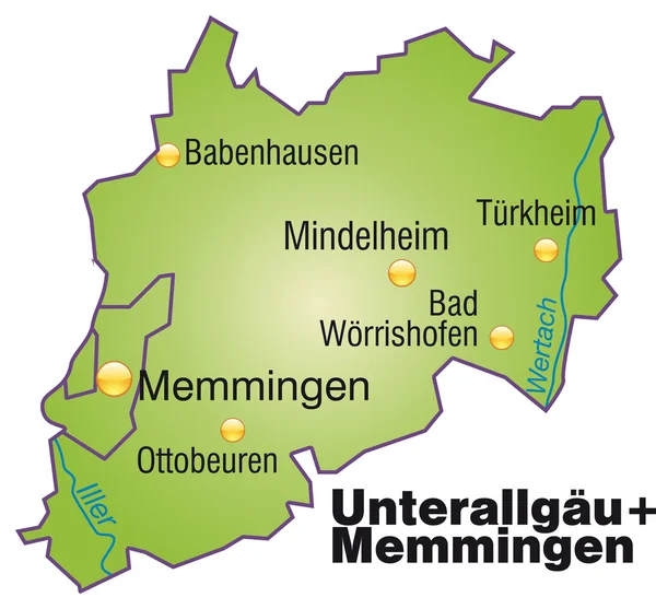 Unterallgäu+Memmingen Inselkarte Übersicht — Stockový vektor