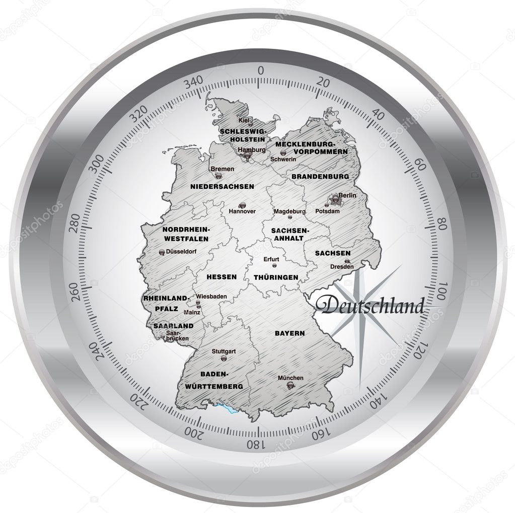 deutschlandkarte mit kompass Deutschland Kompass chrom — Stock Vector © artalis #7701851