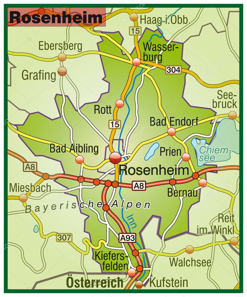 Rosenheim umsatzkarte bunt - Vektorgrafik: lizenzfreie Grafiken