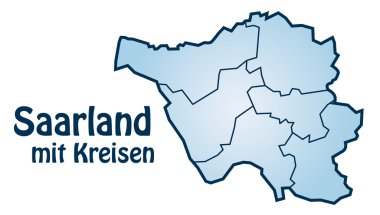 Saarland mit Kreisen