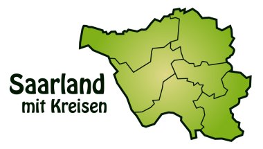 Saarland mit Kreisen