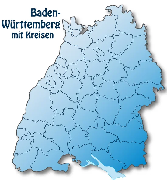Baden-Württemberg mit Kreisen — Stockvektor