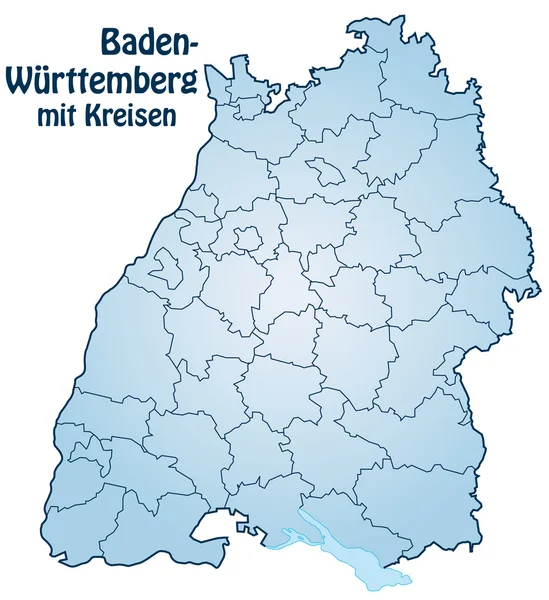 Baden-Württemberg mit Kreisen — Stockvektor