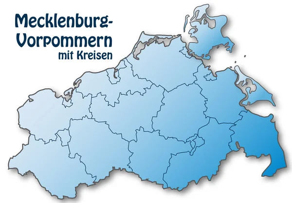 Mecklemburgo-Vorpommern mit Kreisen — Archivo Imágenes Vectoriales