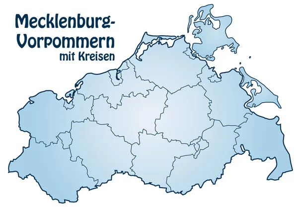 Mecklenburg-Vorpommern mit Kreisen — Stock Vector