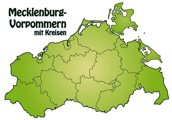 Mecklenburg-Vorpommern mit Kreisen — Stock vektor